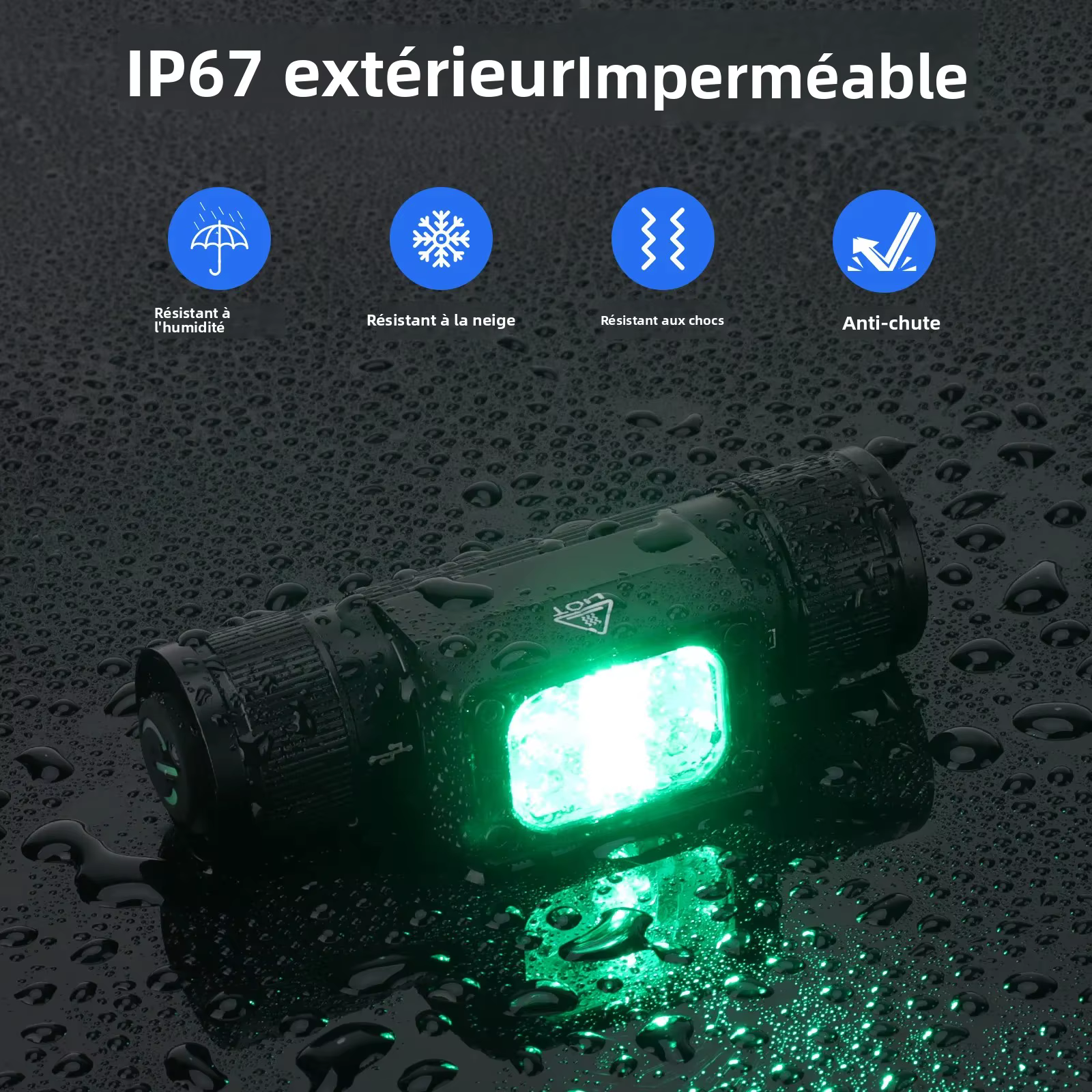 BORUiT HP360 LED phare 1000LM puissant type-c rechargeable