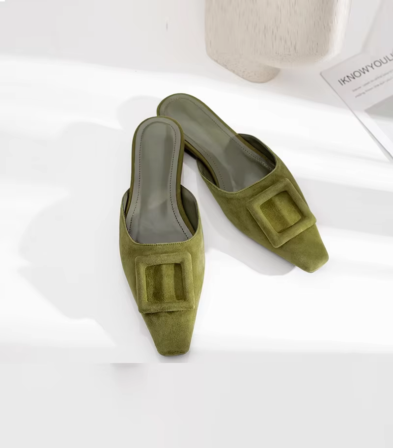 Mules à Boucle en Daim pour Femme, Chaussures de Style Basique, Pantoufles Naturelles, 50 Styles, Collection Automne 2025