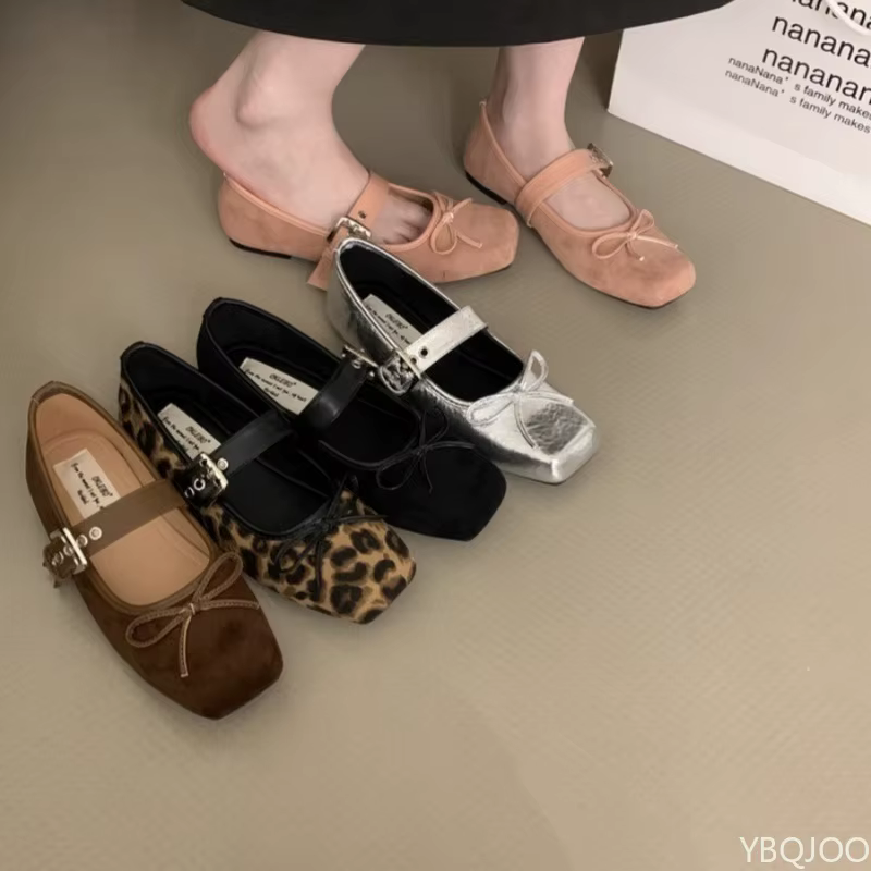 Nouvelles Chaussures Plates de Luxe pour Femmes à Bout Carré