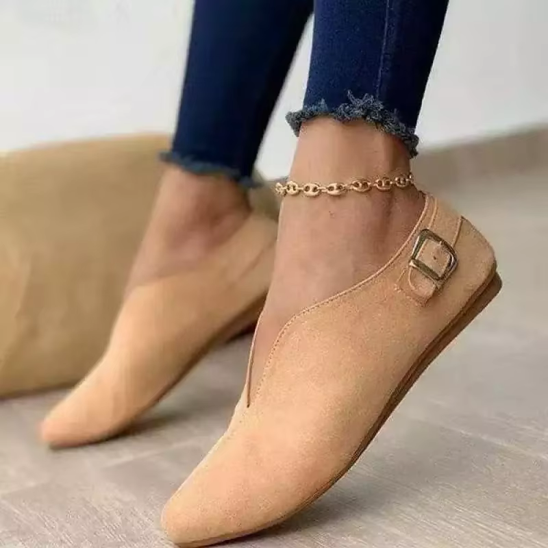 Mocassins pointus en daim pour femmes, chaussures plates pour femmes, mocassins rétro, chaussures décontractées à enfiler, vêtements pour femmes, grande taille, 35-43, été
