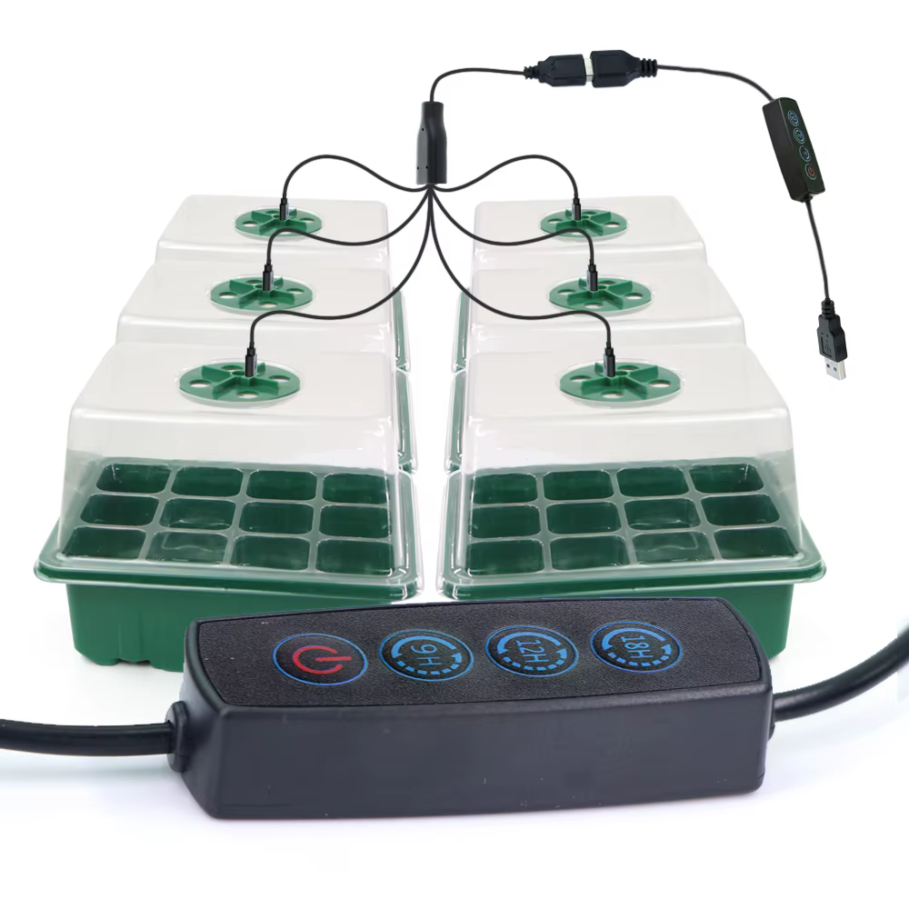 LED élèvent la lumière pépinière boîte plante fleur graine démarreur plateaux maison serre lampe de culture 12 cellules semis Pots minuterie Kit contrôleur