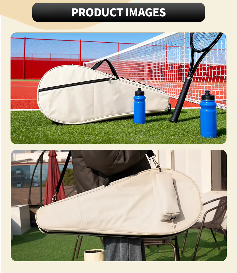 Housse de raquette de tennis pouvant contenir 1 à 2 raquettes, sac de tennis de grande capacité, imperméable, durable, sac à bandoulière de sport avec sac à balles