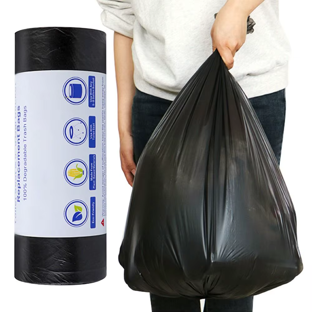 30 sacs/rouleau – Sacs poubelles jetables pour poubelles, petits, moyens, grands – Sacs à déchets noirs en plastique pour salle de bain et cuisine