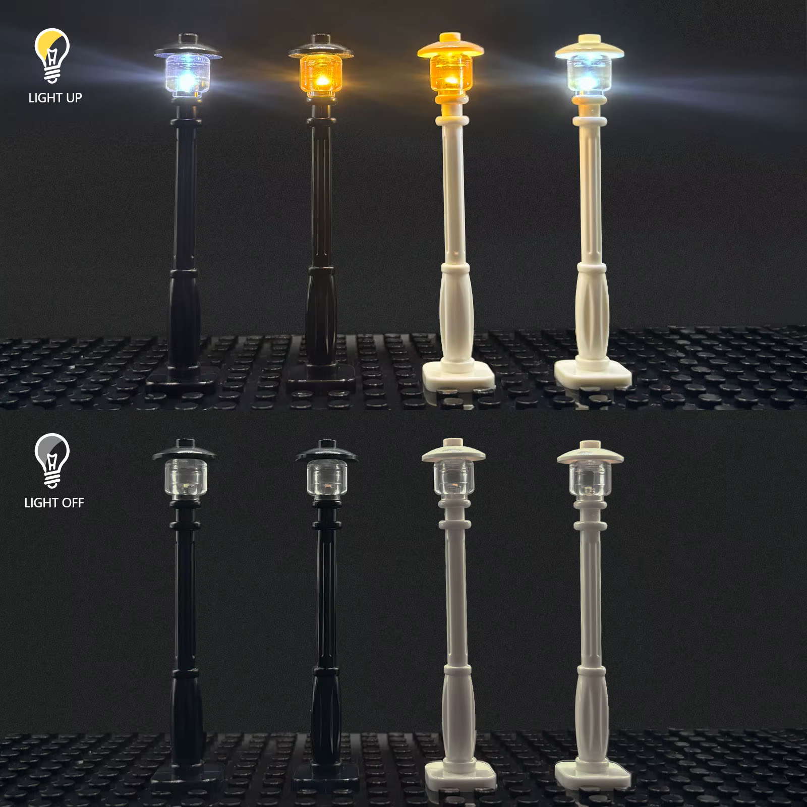 LYBMTWF 10 pièces lampadaire de ville lumineux LED, alimenté par USB, lampe de bloc de construction, accessoires d'éclairage MOC (sans électricité)
