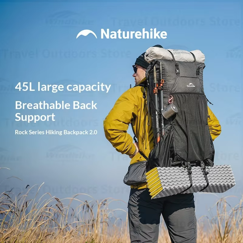 Naturehike Rock 2.0 Sac À Dos pour Randonnée En Plein Air Voyage Sport 30L 45L 60L Loisirs Alpinisme Escalade Sac Léger