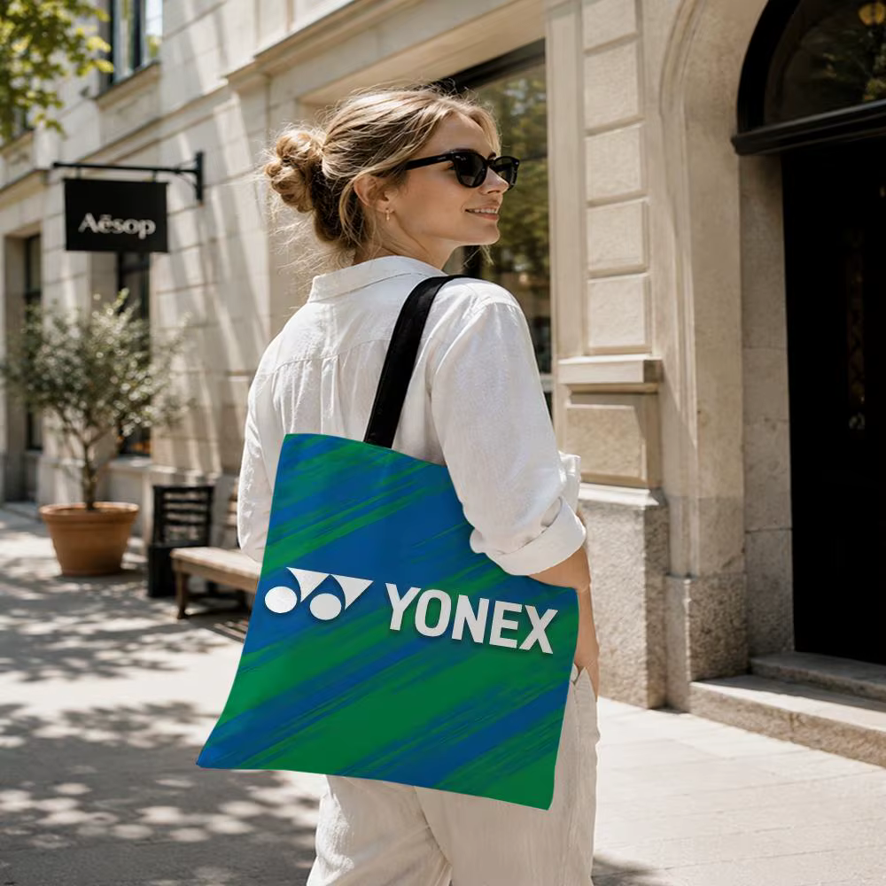 Sacs de rangement de la marque Yonex, sac de courses pliable en toile, sac de courses réutilisable en toile esthétique et tendance