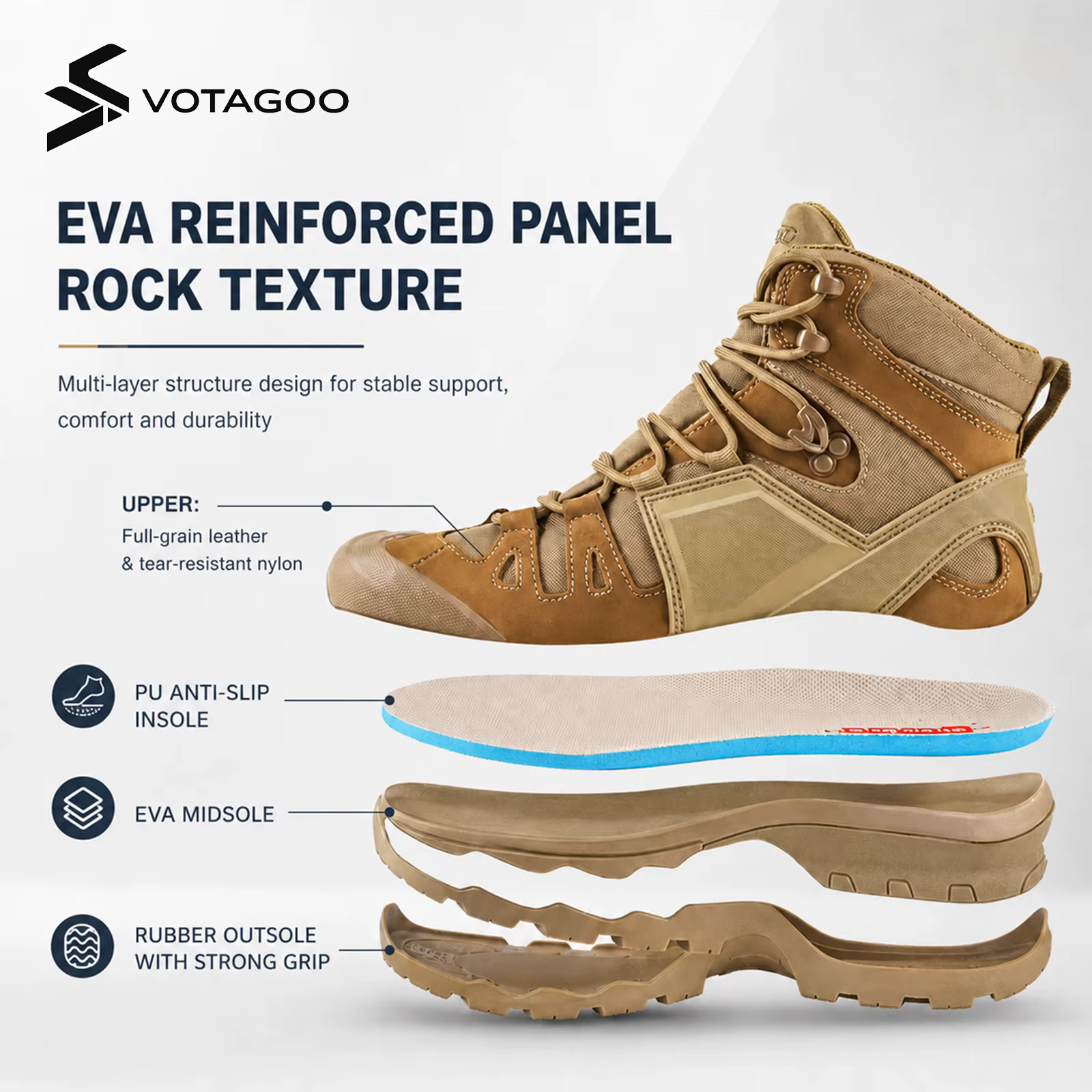 VOTAGOO 4D Explore Chaussures de randonnée professionnelles pour l'extérieur