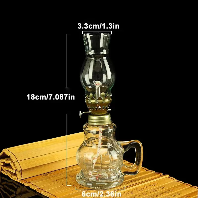 Lampe à kérosène Vintage avec couvercle en verre
