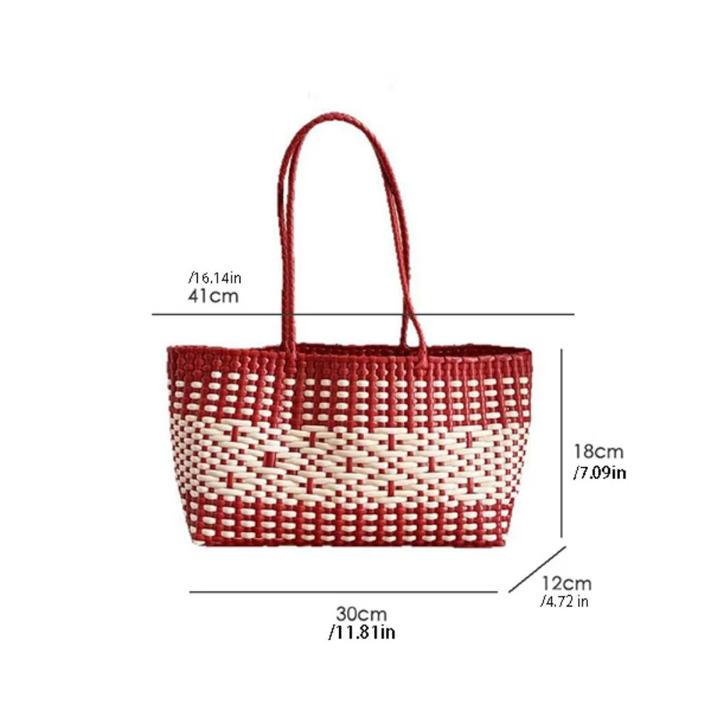 Sac de plage en PVC ajouré style bohème, grande capacité, imperméable, sac seau tressé pour les vacances