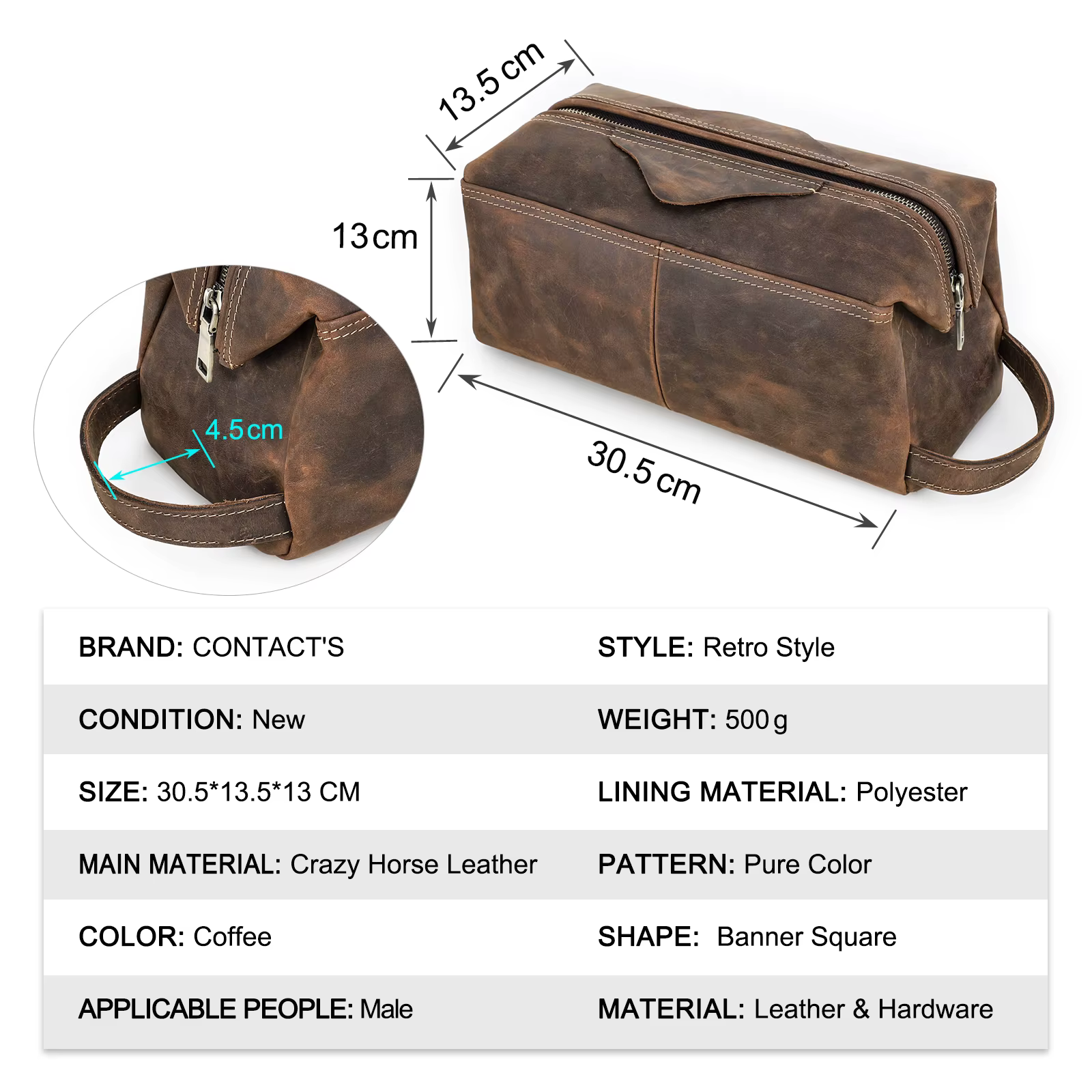 Trousse de toilette en cuir véritable pour hommes et femmes, sac à cosmétiques, trousse de toilette de voyage, sacs de rangement, sac à main pour kit de maquillage, homme