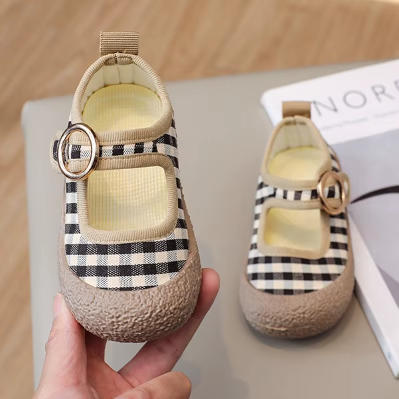 Chaussures en toile pour enfants automne nouvelle fille chaussure en toile mode filles chaussures décontractées bouche carrée enfant chaussures anti-dérapant filles chaussures