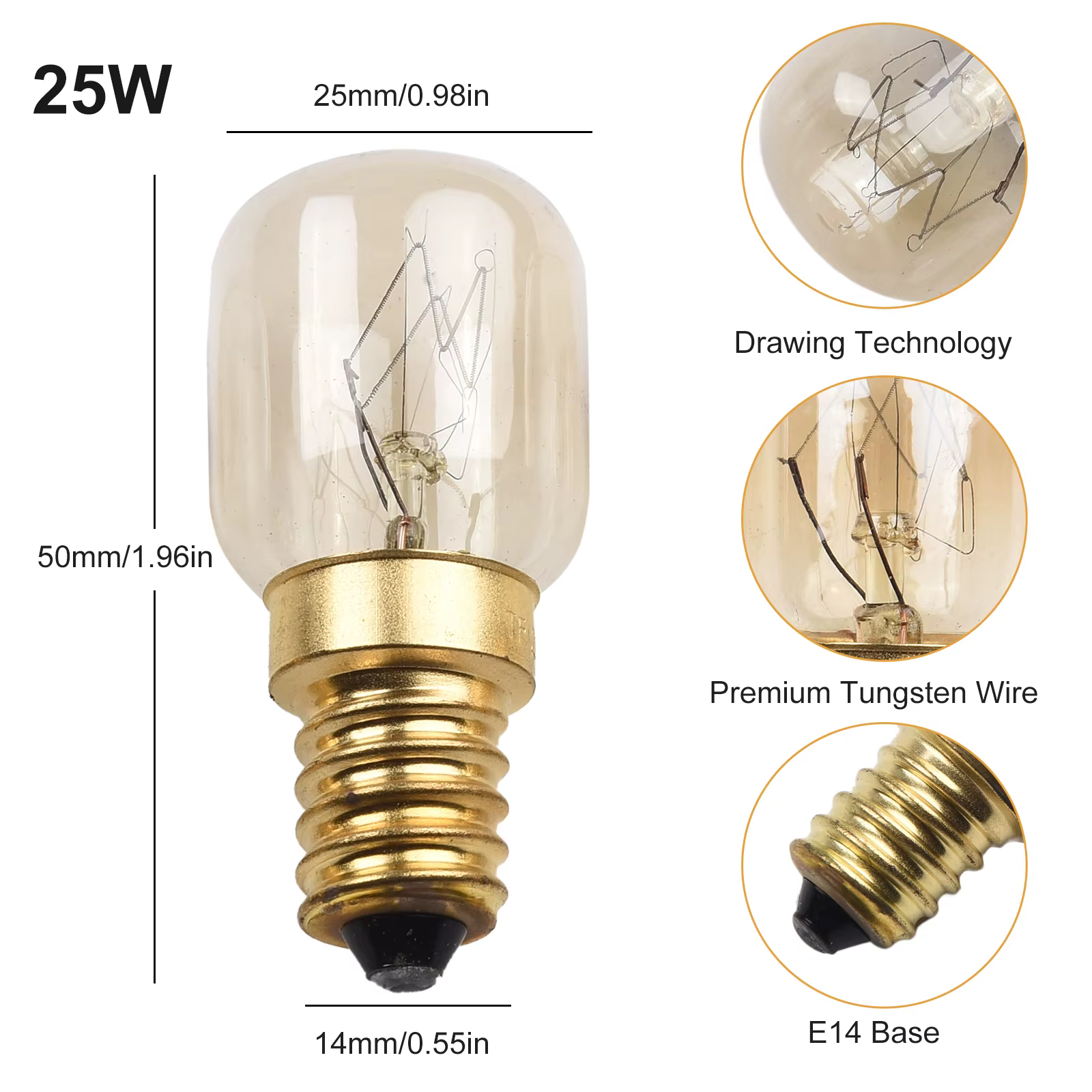 4 pièces E14 lampe à sel Globe ampoule 25W ampoules 240V réfrigérateur four remplacement Vintage ampoules à incandescence