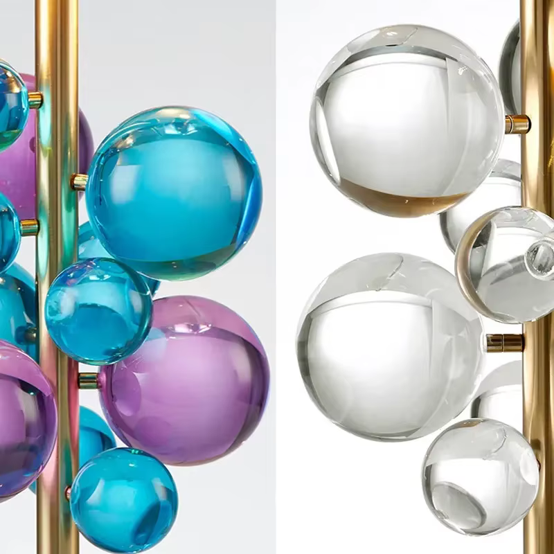 Lampadaire LED créatif nordique boule de verre colorée lampe champignon design italien décoration de salon chambre