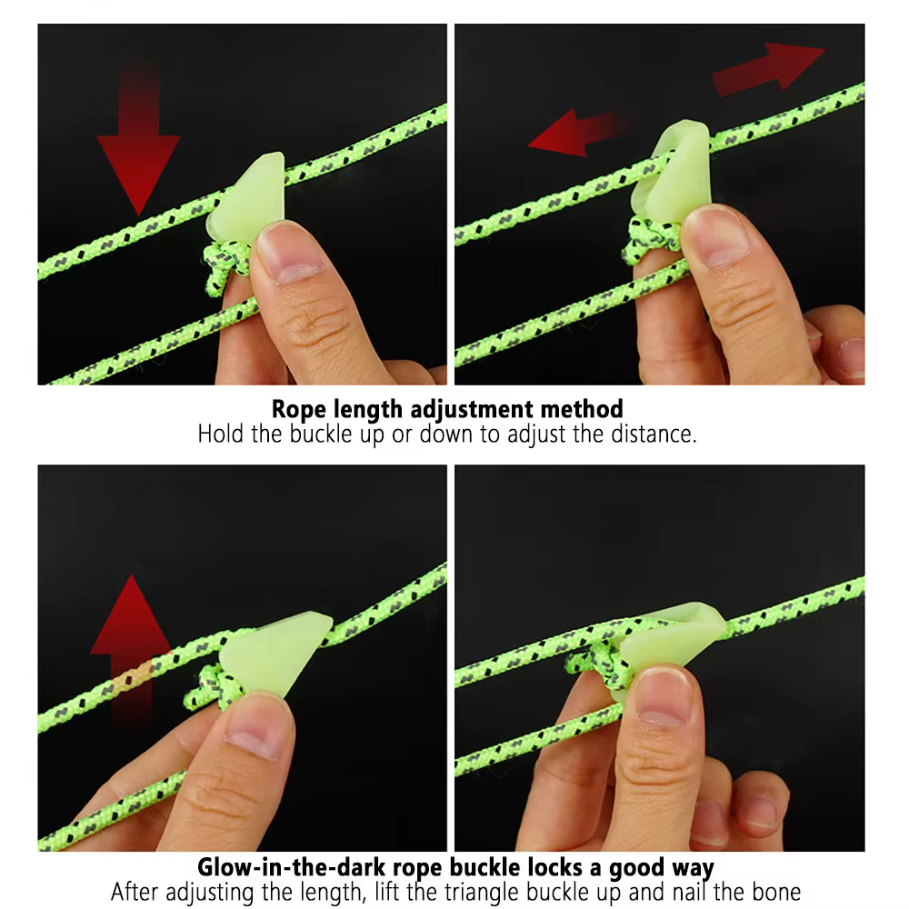 Boucle lumineuse pour corde de tente de camping en extérieur