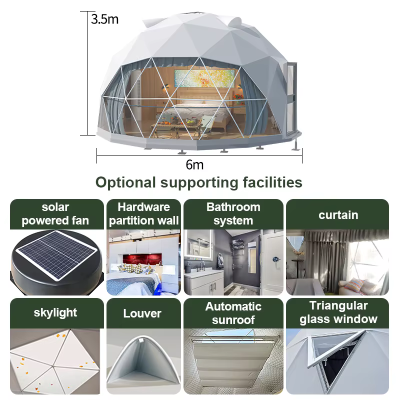 Tente dôme géodésique de luxe pour le glamping en plein air