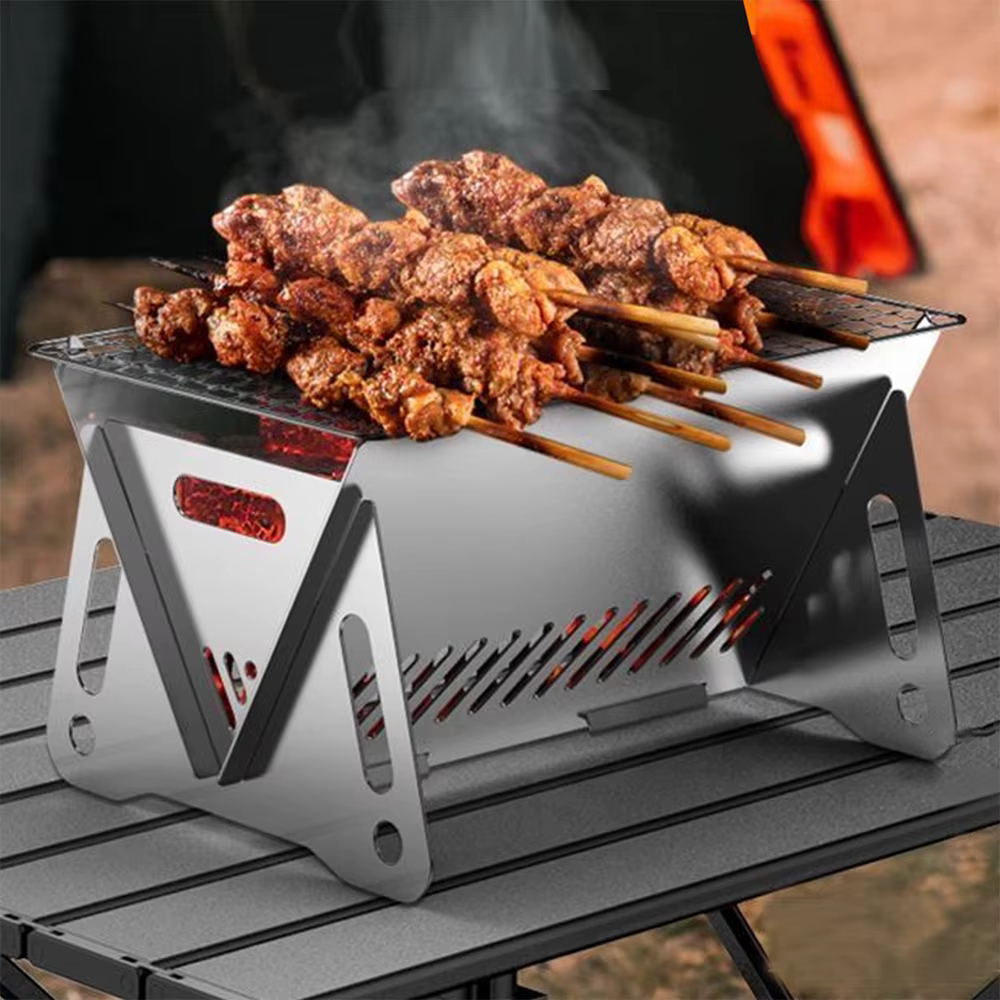 Réchaud de camping avec grille de barbecue
