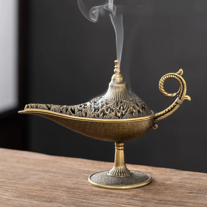 Brûleur d'encens en métal de style antique, porte-bougie parfumé ou non parfumé, décoration d'intérieur, cadeau, brûleur d'encens arabe, NOUVEAU