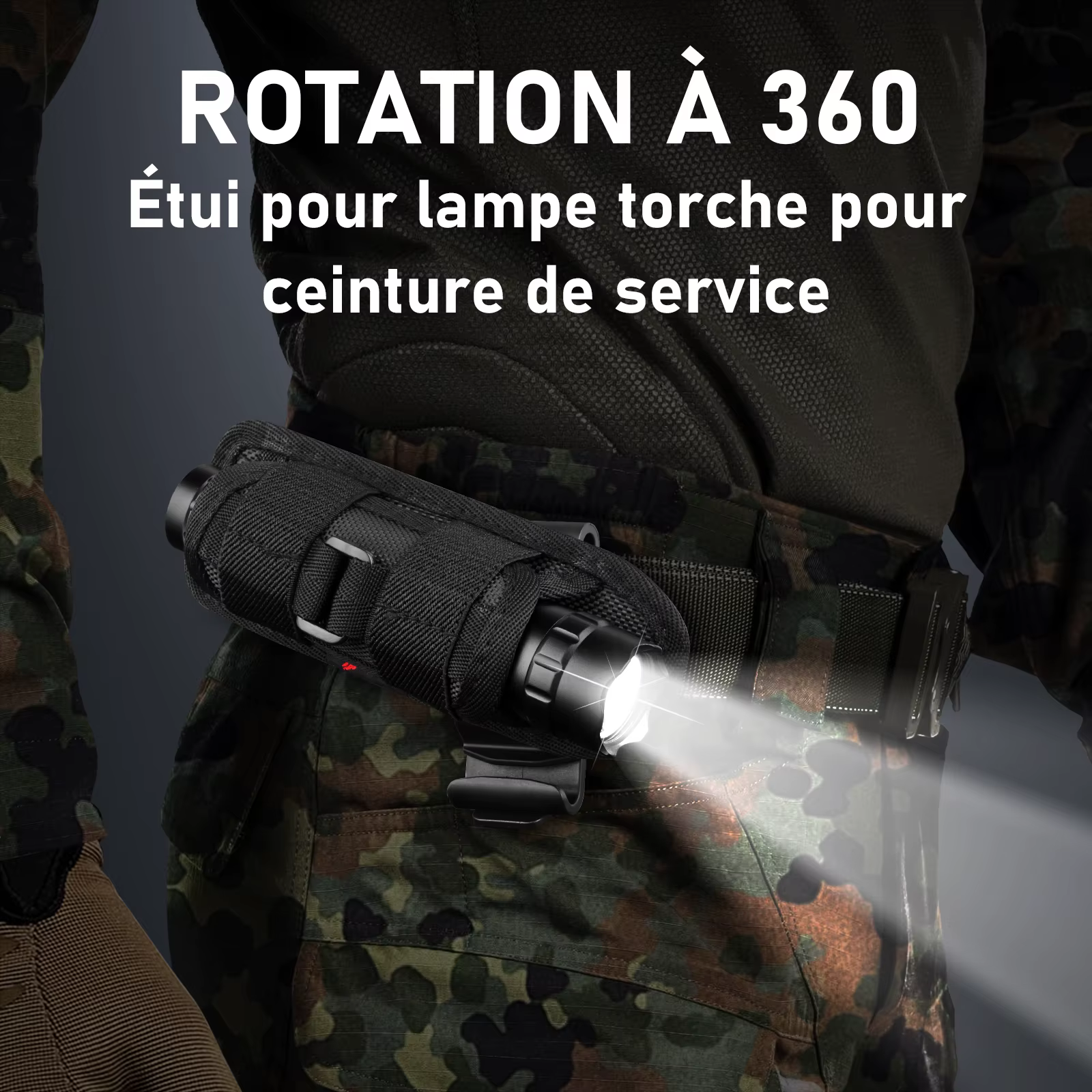 Lampe torche tactique UltraFire WF-501BX avec étui, puissante lampe torche LED de police de 1 200 lumens, rechargeable par USB de type C, pour les urgences quotidiennes