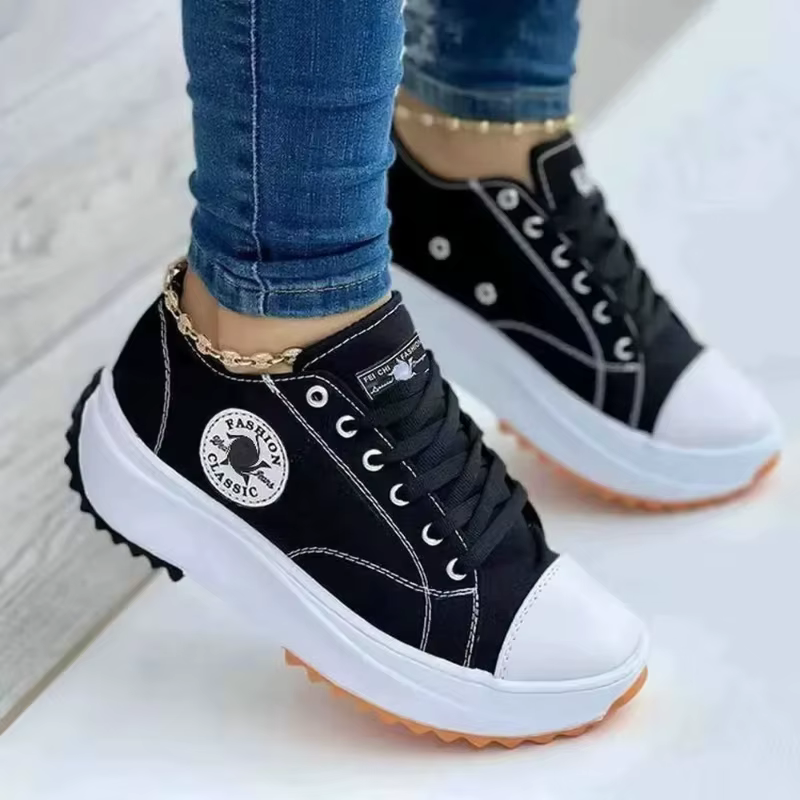 Chaussures pour femmes classique blanc toile baskets mode plate-forme femmes chaussures décontractées de haute qualité à lacets Feamle chaussures de Tennis 35-43