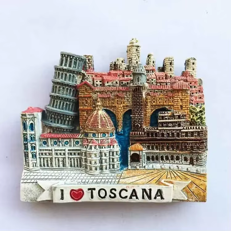 Aimants de réfrigérateur en résine d'italie, Souvenir touristique, Toscana Firenze San Gimignano Siena Venezia, autocollants de réfrigérateur, décoration de maison, cadeaux