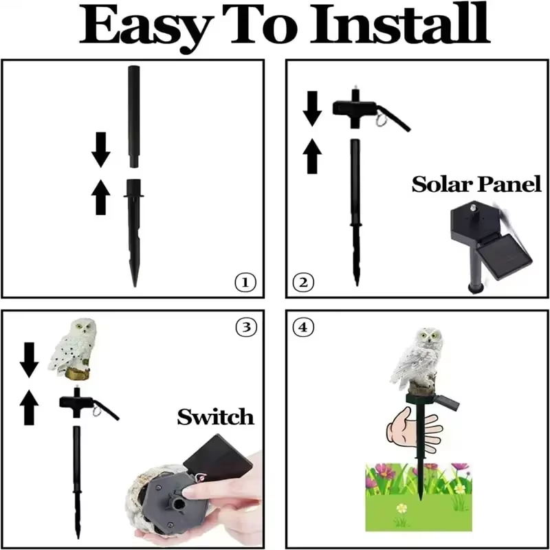 Lampe solaire hibou Animal solaire jardin lumières solaire alimenté lumière LED solaire extérieur jardin décoration lampe étanche lumières solaires