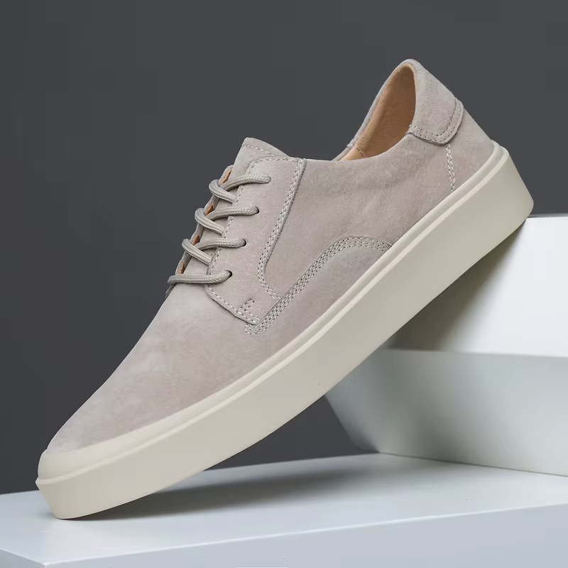 Baskets décontractées en cuir suédé beige pour hommes, chaussures à plateforme confortables, respirantes et légères, pour le quotidien et l'extérieur, tailles 38-44