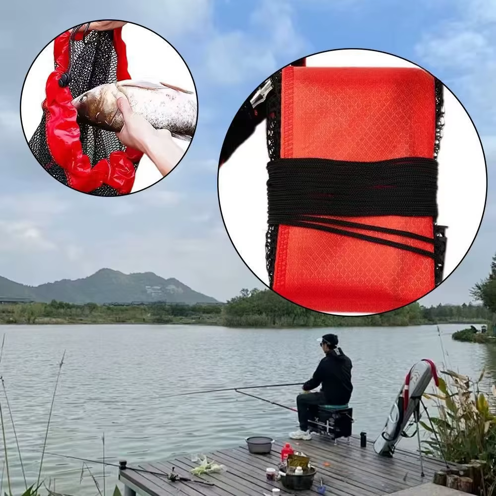 Filet de pêche pliable en Nylon, petite Cage à grille, filets à poisson, paquet de pêche à la bouche, panier de poisson vivant, sac Portable en maille avec cordon de serrage