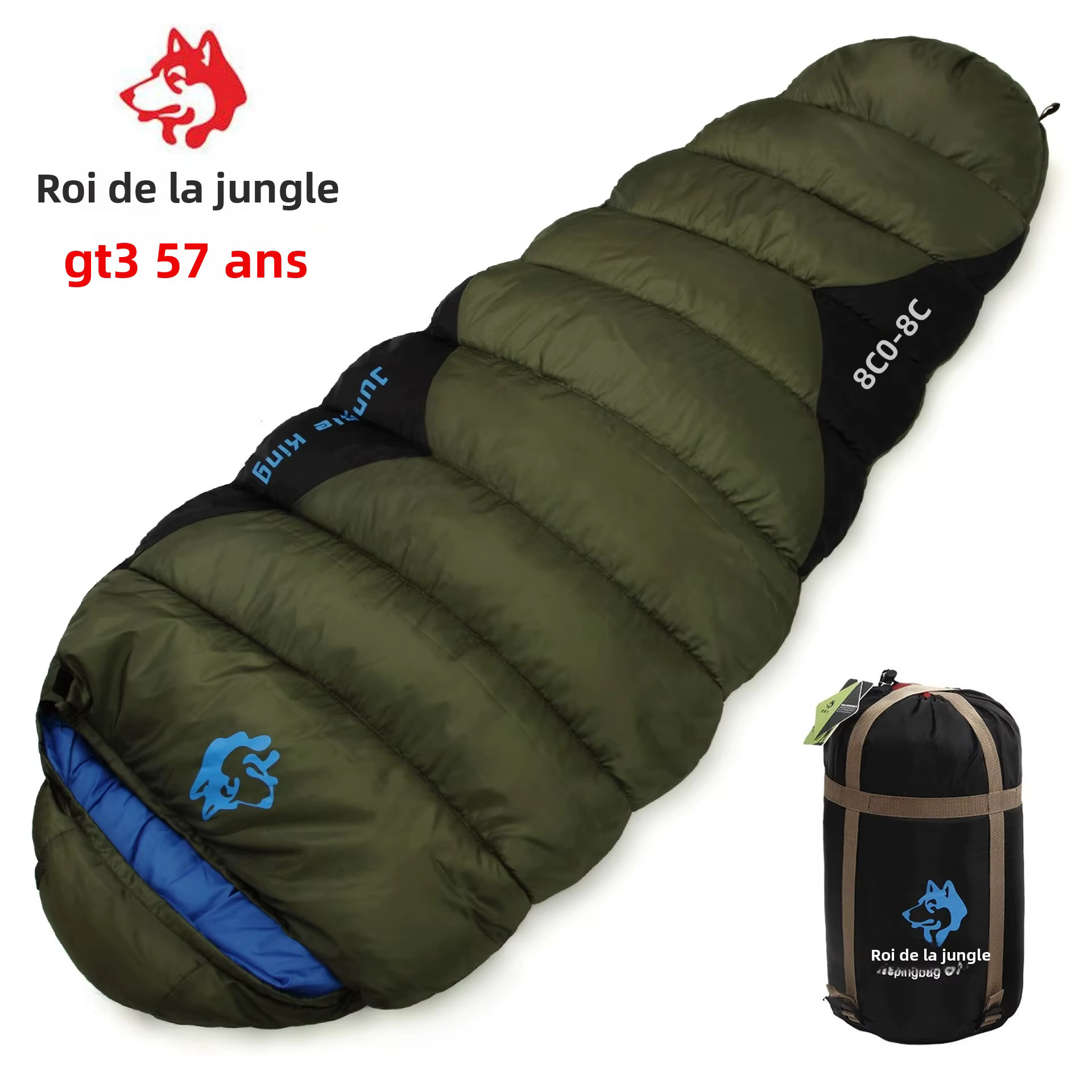 한JUNGLE KING CY0903 Sac de couchage imperméable épais pour temps froid d'hiver