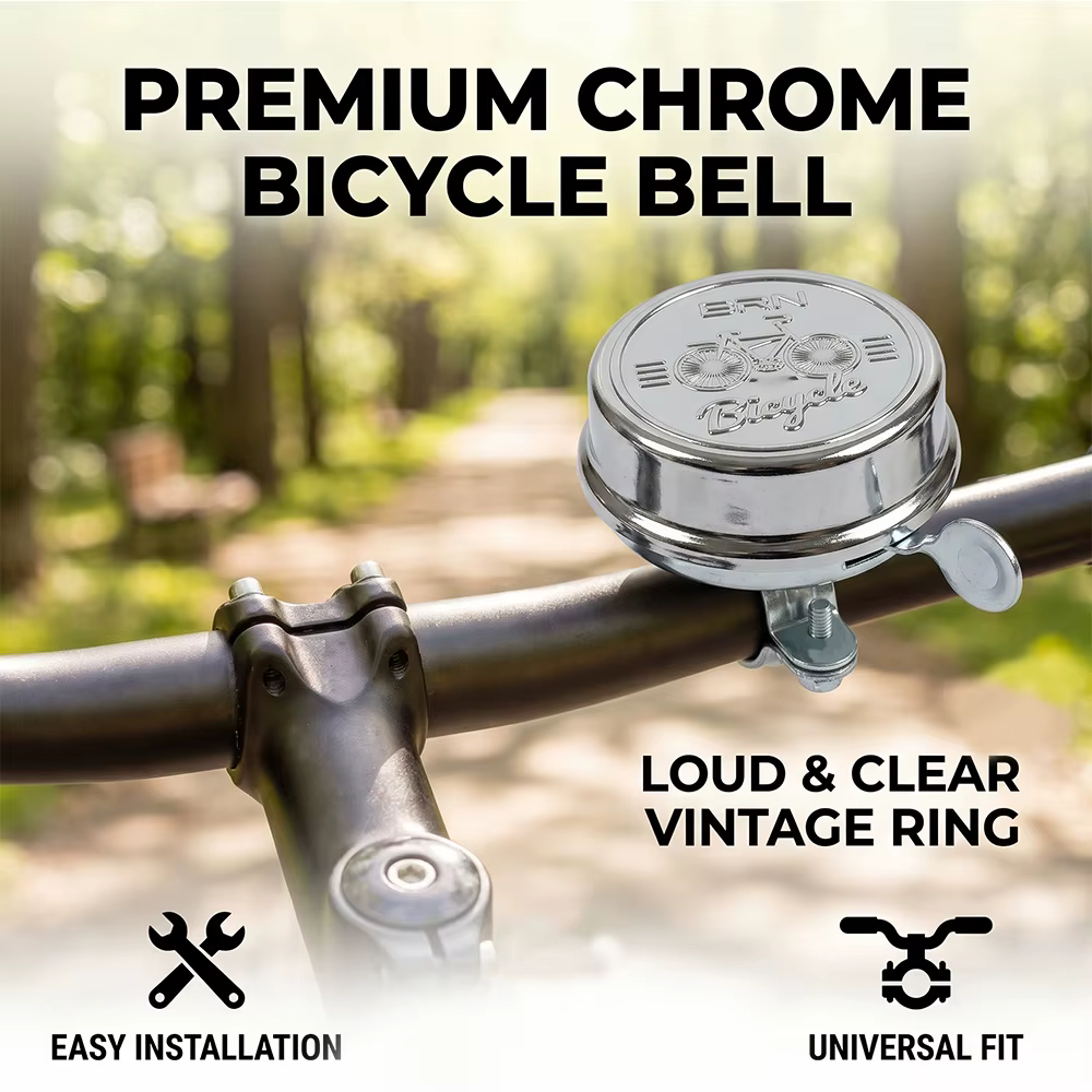 Cloche de vélo vintage rétro, cloche classique en métal chromé rotative double face, pour vélo de route, VTT, tricycle, sécurité du guidon