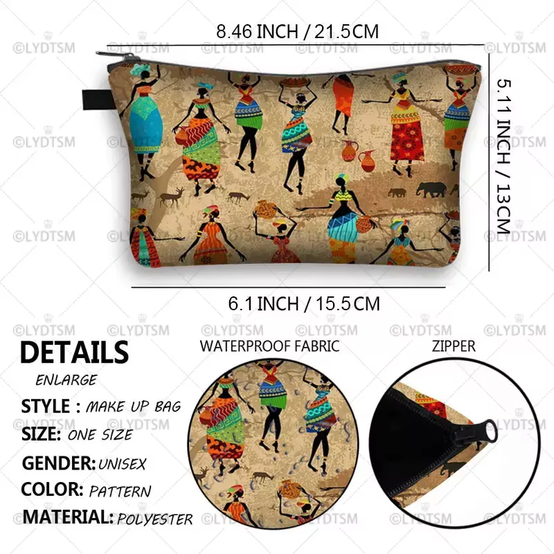 Trousse à cosmétiques imprimée pour femmes africaines, sacs de maquillage pour dames afro, étui à cosmétiques pour filles, rangement portable pour rouge à lèvres, sacs de voyage, mode