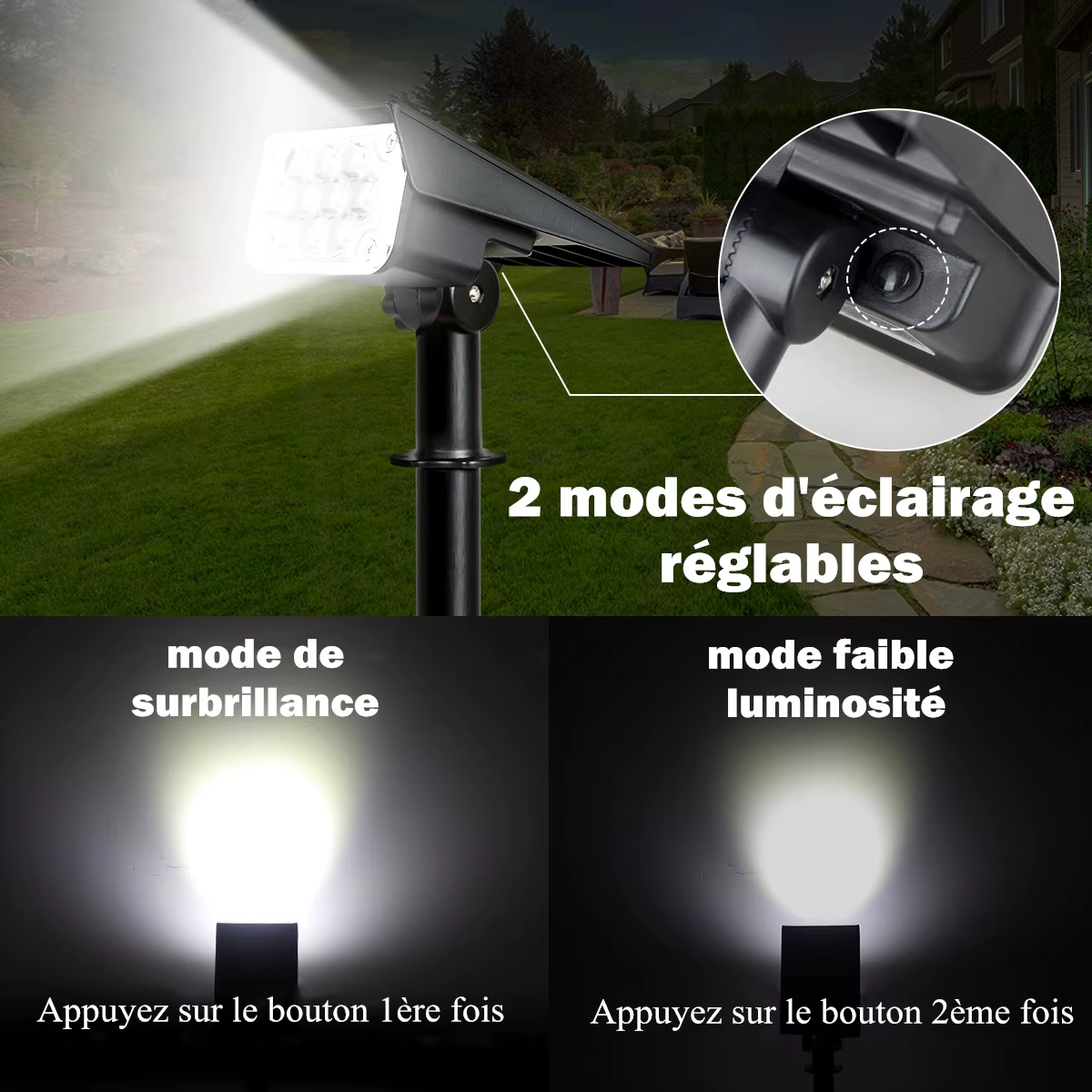 Projecteur solaire réglable conforme à la norme IP65