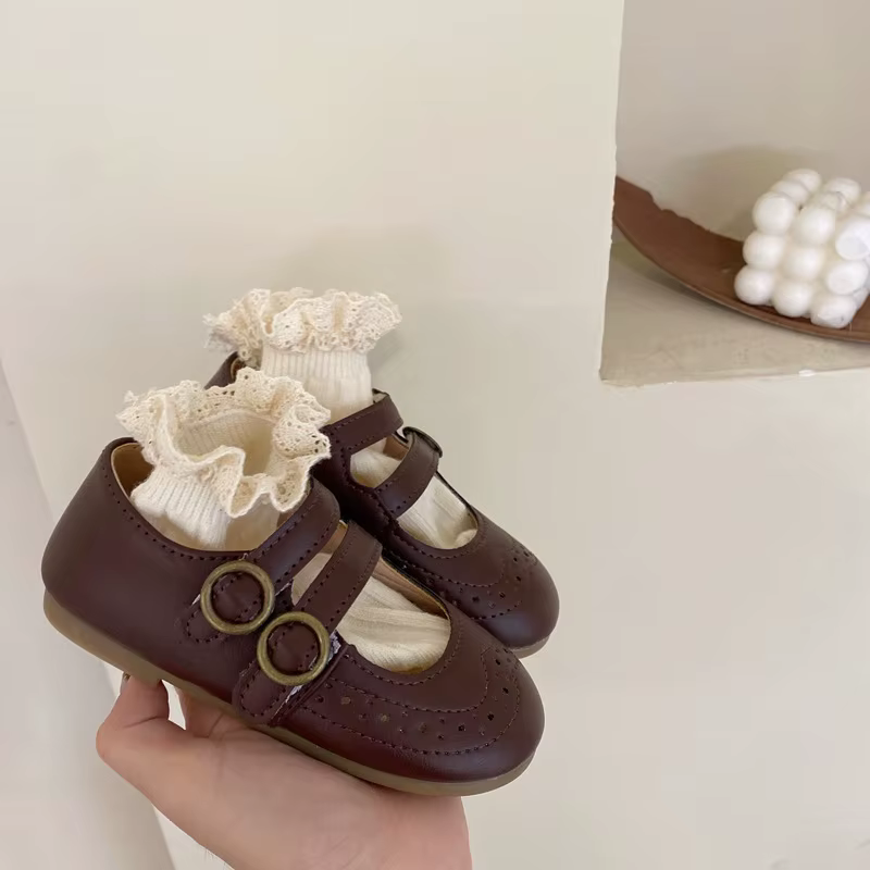 Chaussures en cuir souples coordonnantes pour filles, chaussures polyvalentes pour enfants, chaussures de princesse rétro, chaussures astronomiques pour enfants, Mary Janes, printemps, automne, nouvea