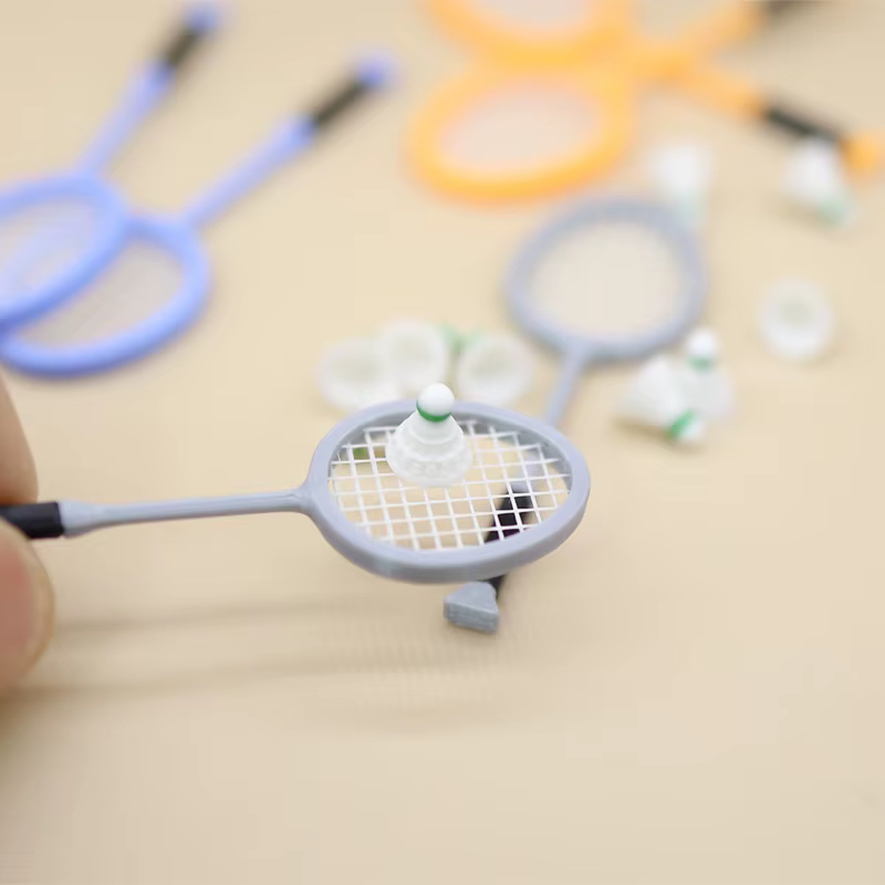 Maison de poupée Miniature, Mini Badminton de sport avec raquette, modèle pour accessoires de poupée, 3 pièces/ensemble
