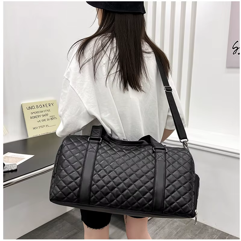 Sac à main en cuir PU pour femme, sac fourre-tout de sport, sacs de fitness, sac à bandoulière de voyage, chaussures de sport initiées, poche de week-end