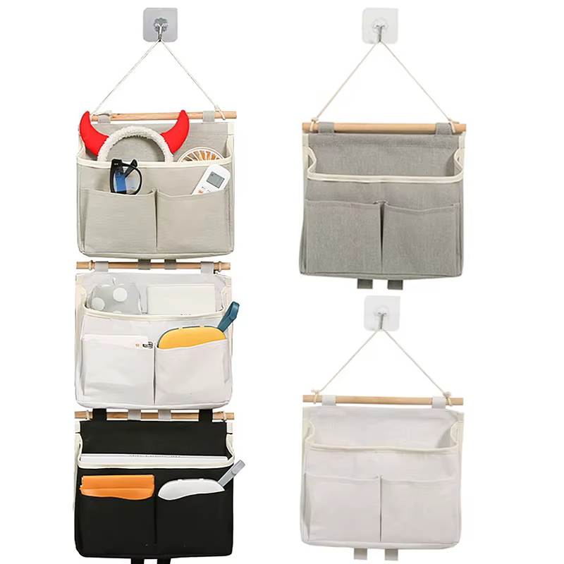 Sac de rangement mural suspendu, Sacs de rangement suspendus sur porte, Organisateur mural suspendable, Organisateur de fichiers et de magazines en lin imperméable pour chambre