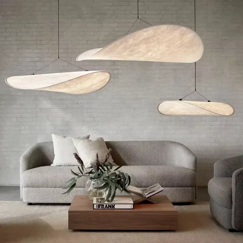 Lustre LED en soie nordique, luminaire suspendu pour salon, décoration intérieure, lampe de plafond