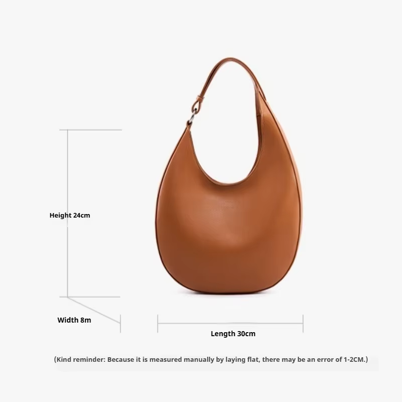 Sac demi-lune en cuir véritable pour femme, sac à bandoulière quotidien en forme de croissant avec sangle amovible, sans logo, luxe discret et minimaliste