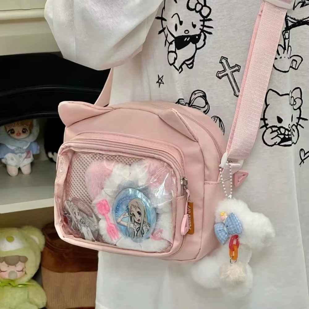Japonais Harajuku mignon filles Y2K Transparent dessin animé Ita sac Ulzzang poupée sac polyvalent sac à bandoulière décontracté téléphone portable