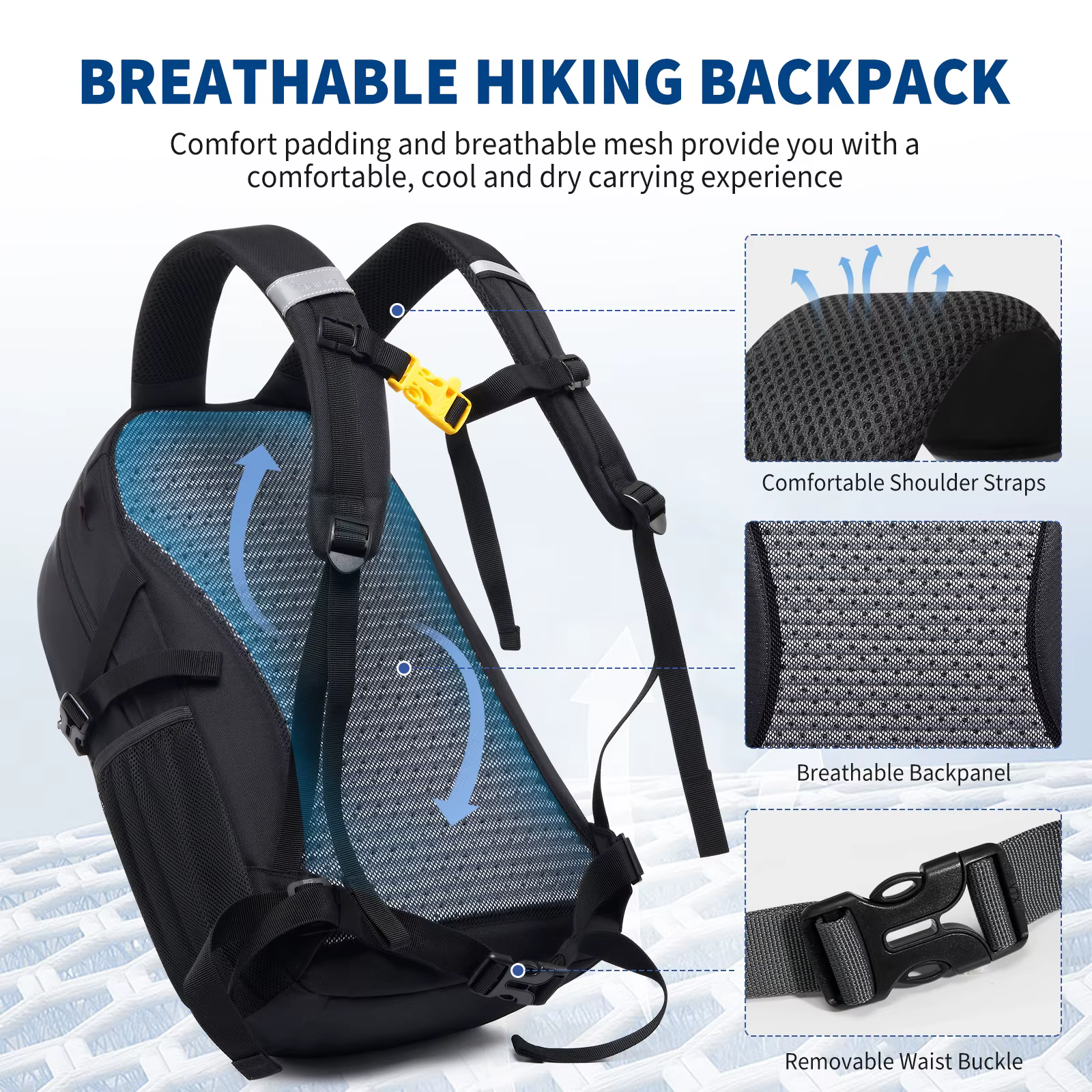 Sac à dos d'extérieur OIWAS 20L léger, imperméable, résistant à l'usure, adapté aux hommes et aux femmes pour les voyages sportifs