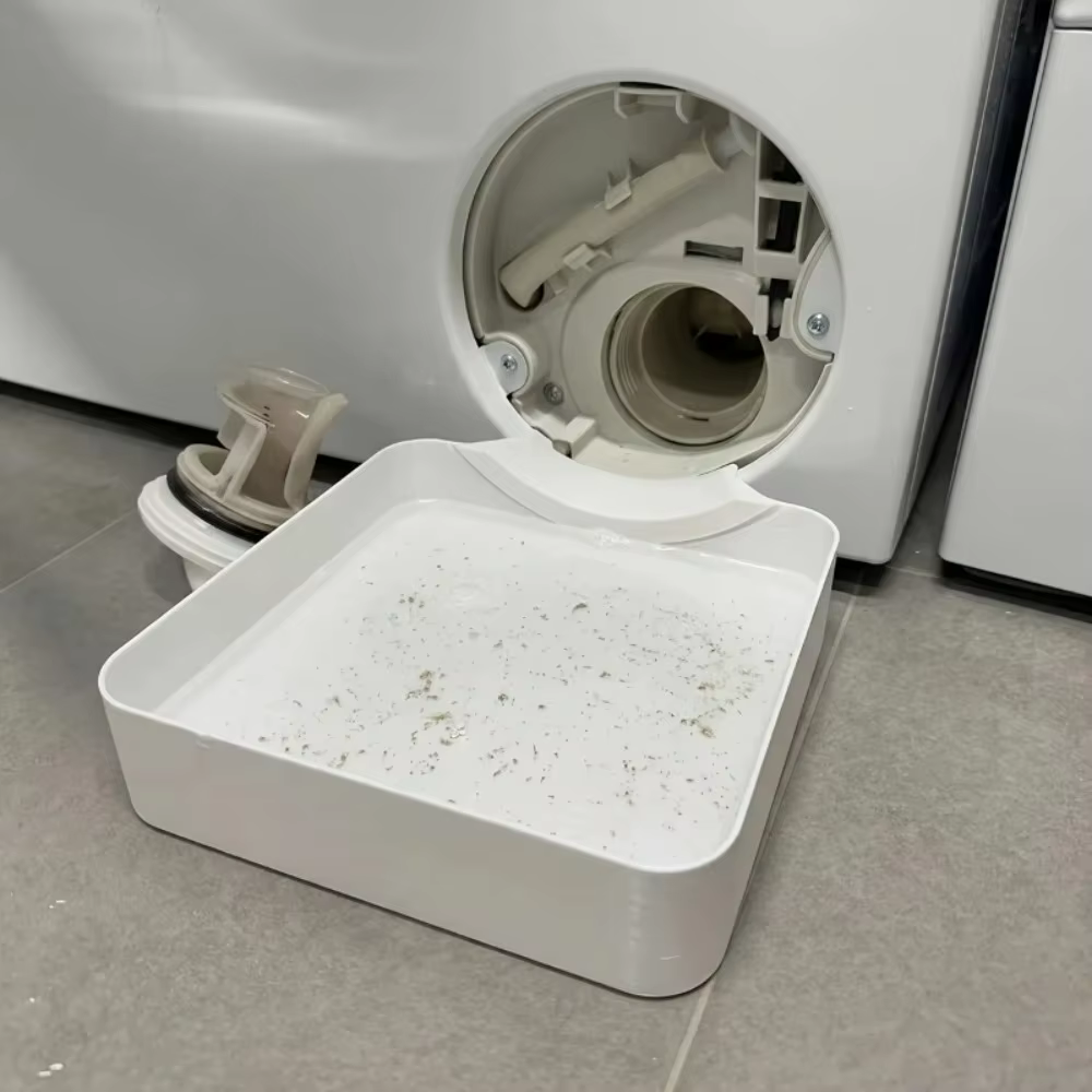 Bac de drainage pour machine à laver, bac de récupération d'eau pour le nettoyage du filtre à peluches, bac à eau portable anti-débordement pour buanderie domestique