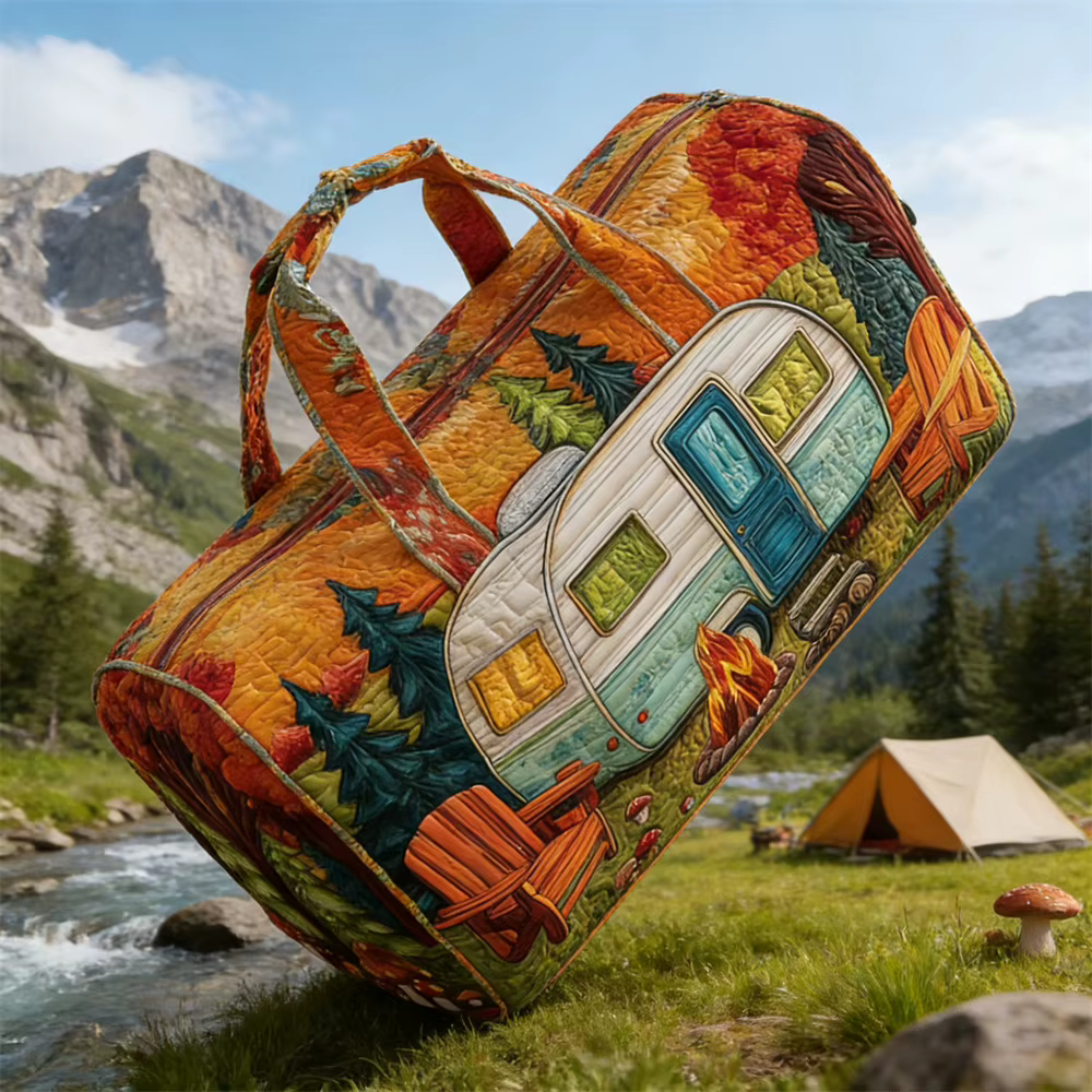 Sac de voyage matelassé GF Vintage Camper unisexe, sac à dos décontracté pour femmes et hommes, sac de week-end, sac de voyage, nouveauté 2026 pour les voyages en plein air et les road trips