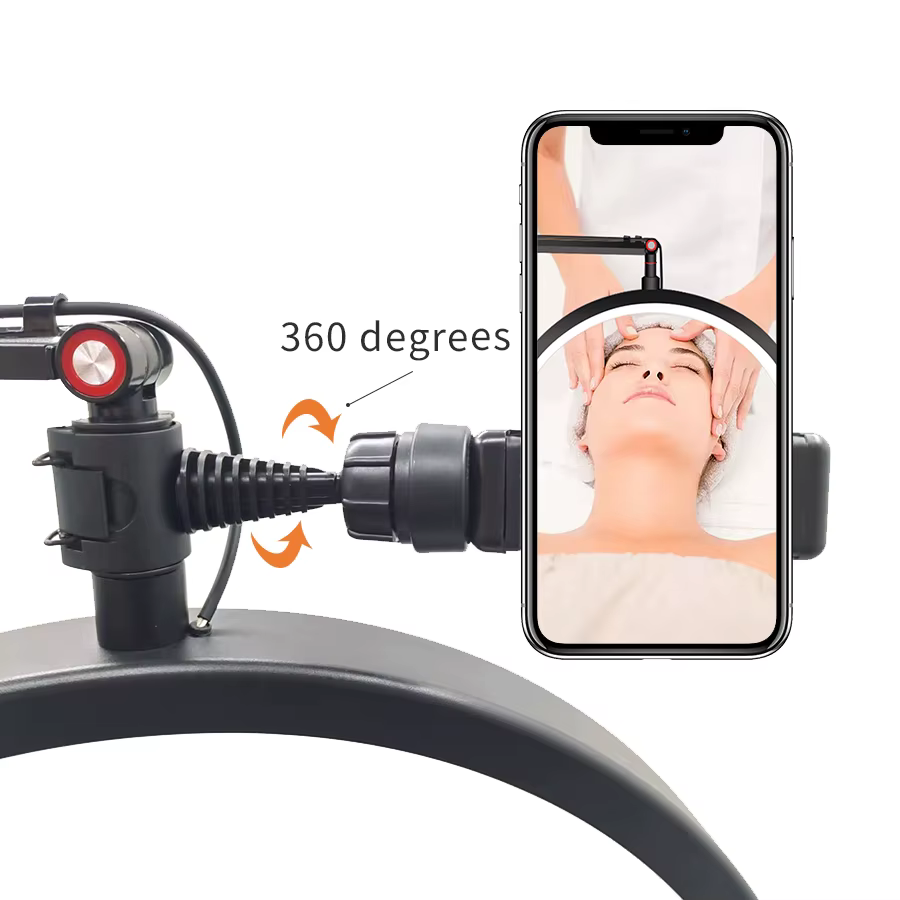 Lampe de bureau LED demi-lune 16 pouces avec support de téléphone et pince, 3 modes d'éclairage réglables, idéale pour les extensions de cils et les ongles