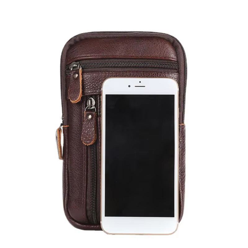 Sac de taille en cuir pour hommes, sac pour téléphone portable, ceinture de Sport de plein air, petit sac à bandoulière pour faire d'affaires