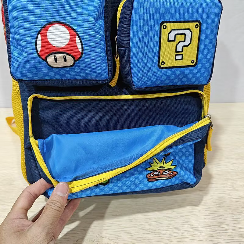 Sac à dos Mario de dessin animé, cartable mignon pour enfants, grande capacité, sac de voyage multi-poches, cadeaux d'anniversaire pour étudiants