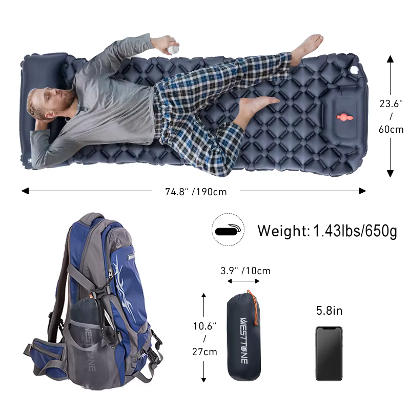 TARKA – tapis de Camping gonflables, matelas pneumatique avec oreiller, coussin de couchage touristique en plein Air, matelas auto-gonflant pour randonnée et escalade