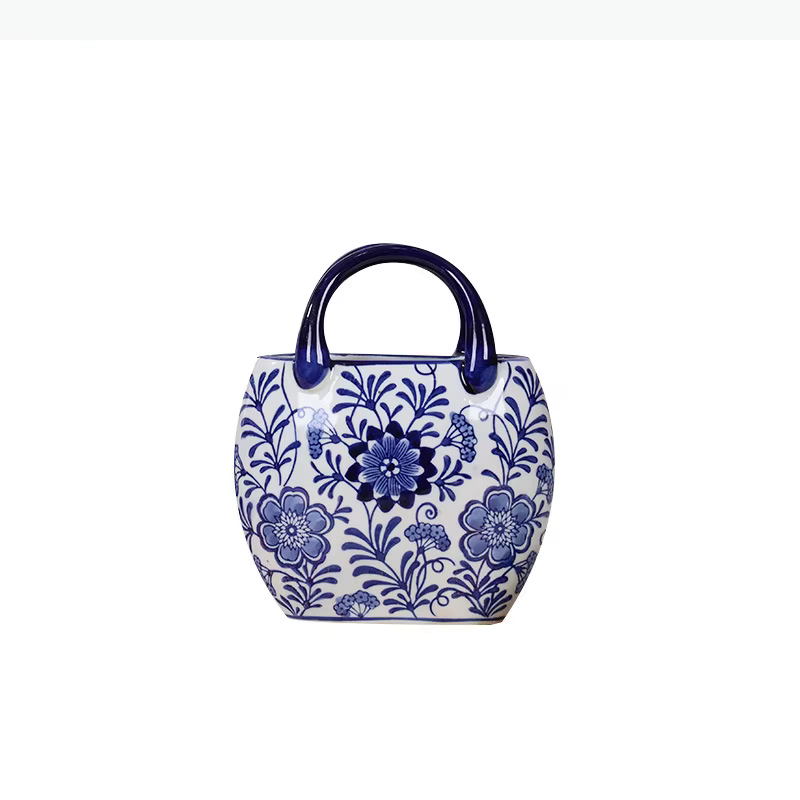 Vase en céramique bleu et blanc