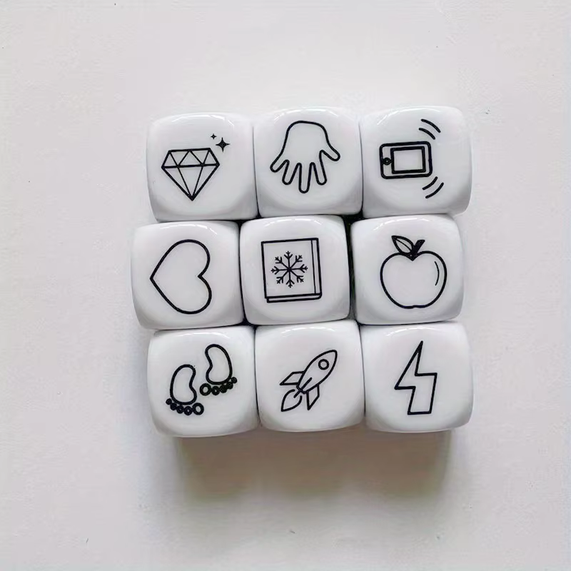 Jeu de société de dés d'histoire, Puzzle pour raconter des histoires, famille/fête/amis Parents avec sac