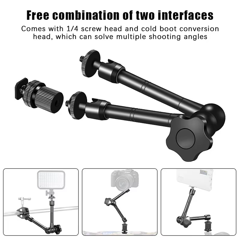 Bras magique articulé à Friction réglable de 11 pouces + pince pour caméra, moniteur LCD, lampe de poche LED, accessoires de caméra de Studio