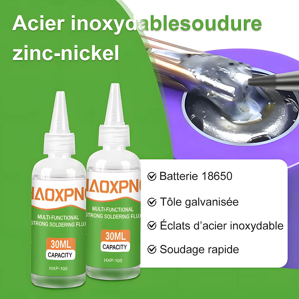 Flux de soudure multifonctionnel puissant, adapté aux métaux tels que l'acier inoxydable, le cuivre, le fer, le nickel, la tôle galvanisée, etc.