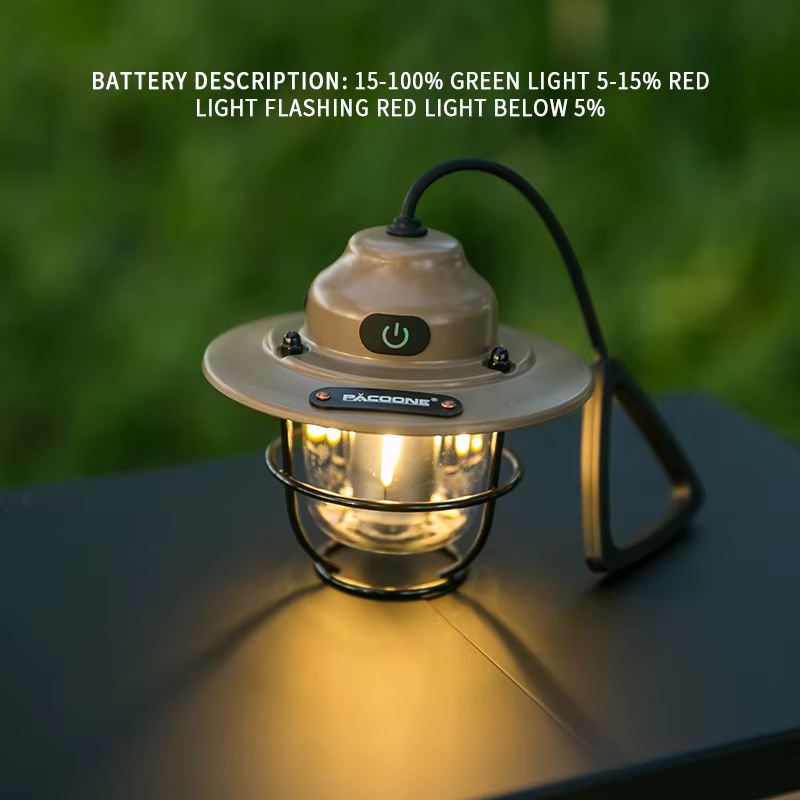 PACOONE – lanterne de Camping Portable rétro